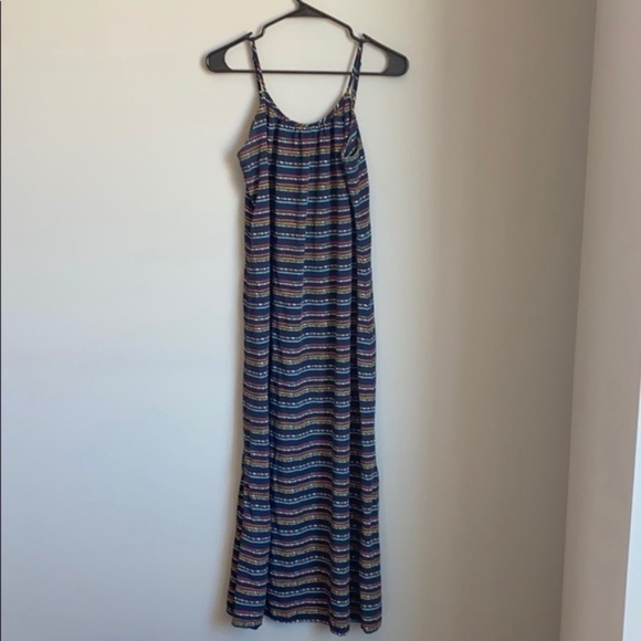 Merona Maxi Dress navy straps sleeveless size small striped dotted‎ - Picture 1 of 6